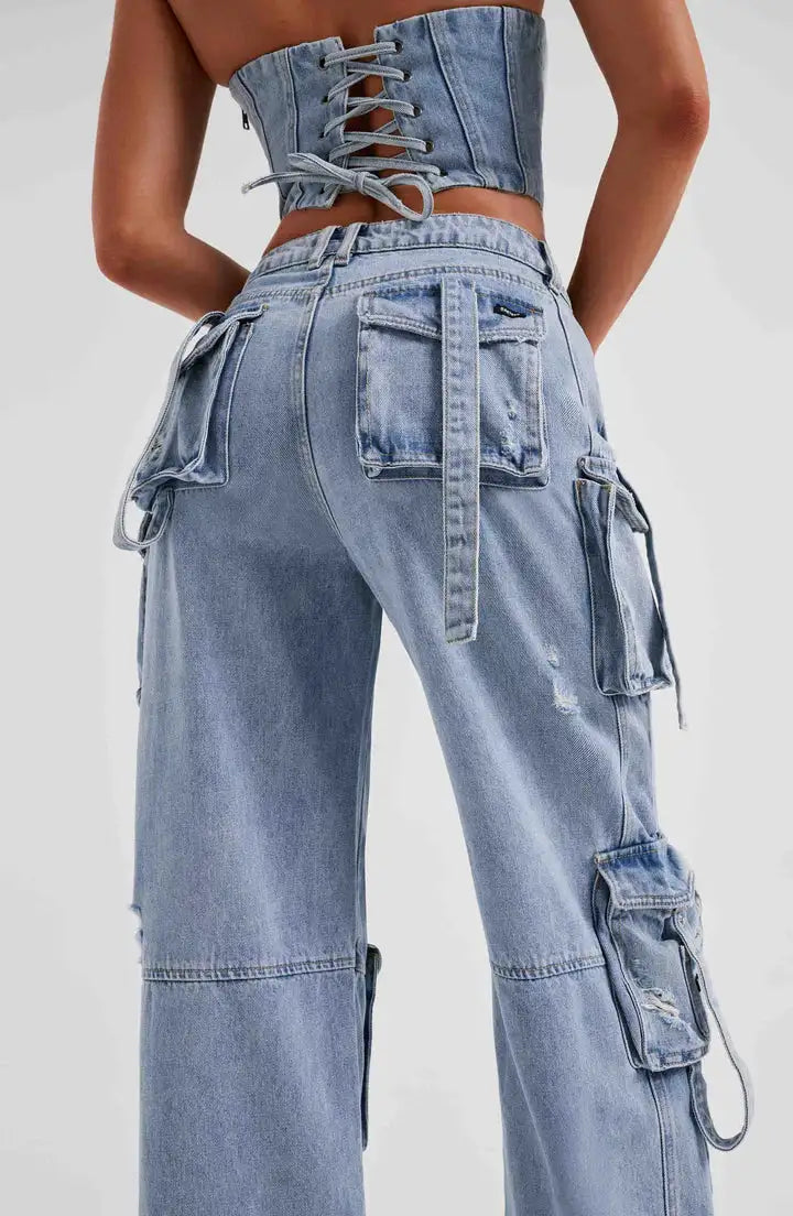 Cargo Denim Jeans Women Fashion