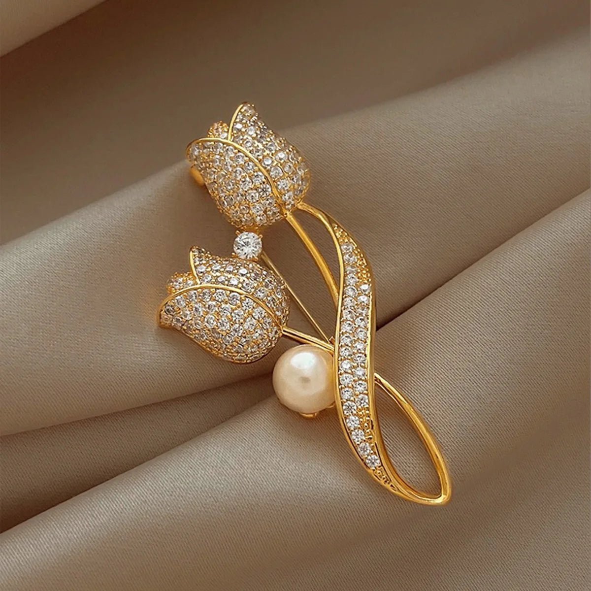 1PCS New Tulip Flower Golden Brooch - Ladyglow