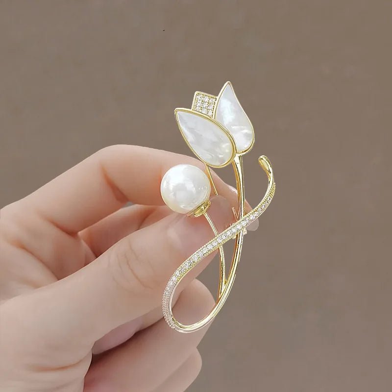 1PCS New Tulip Flower Golden Brooch - Ladyglow