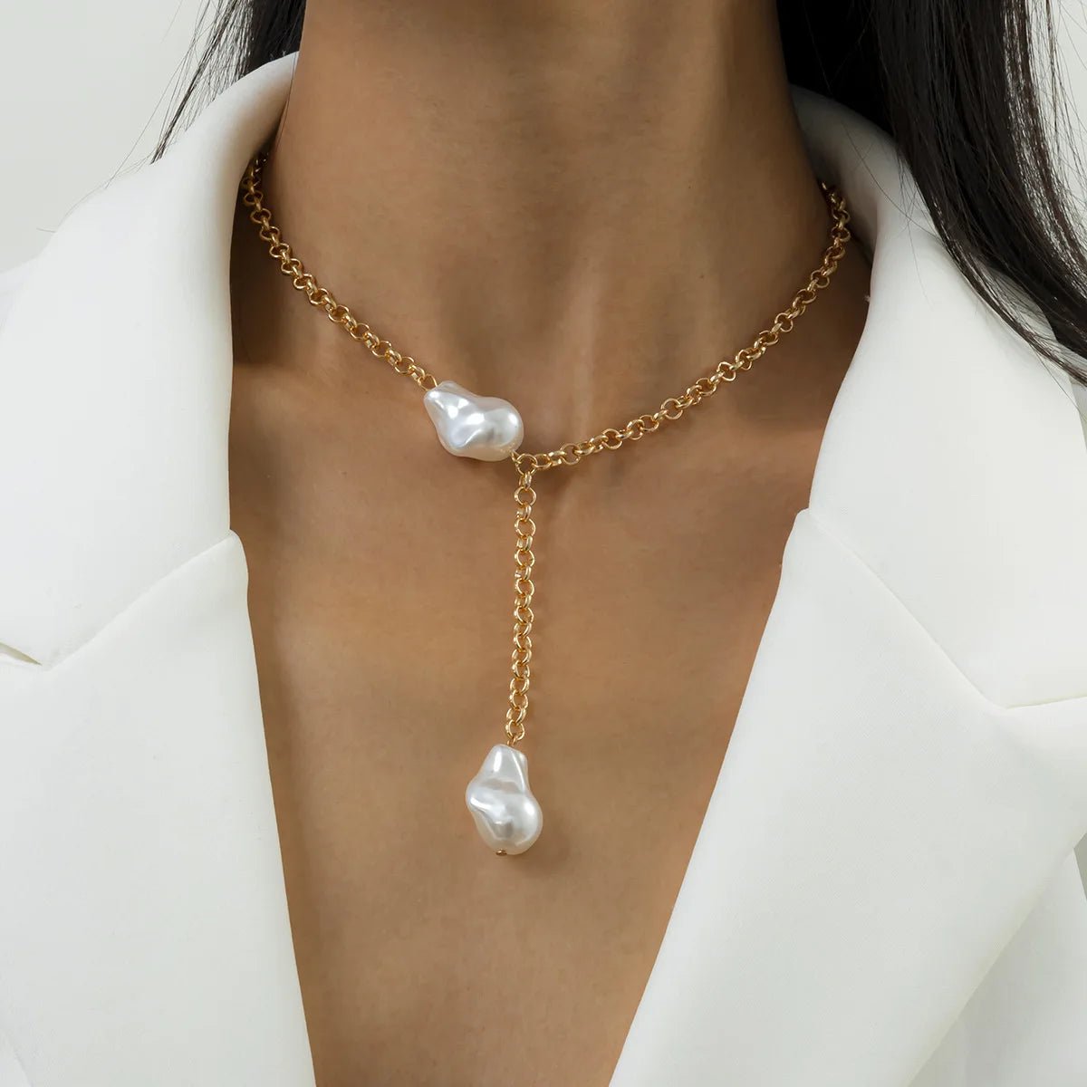 2023 Trend Elegant Jewelry Wedding Big Pearl Necklace For Women Fashion Imitation Pearl Green Rose Color Stone Choker Necklace - Ladyglow