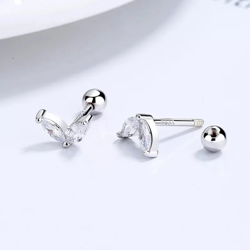 2PC Stainless Steel Little Huggies Hoop Earrings For Women Tiny Crystal Zirconia Pendant Cartilage Earrings Piercing Jewelry - Ladyglow