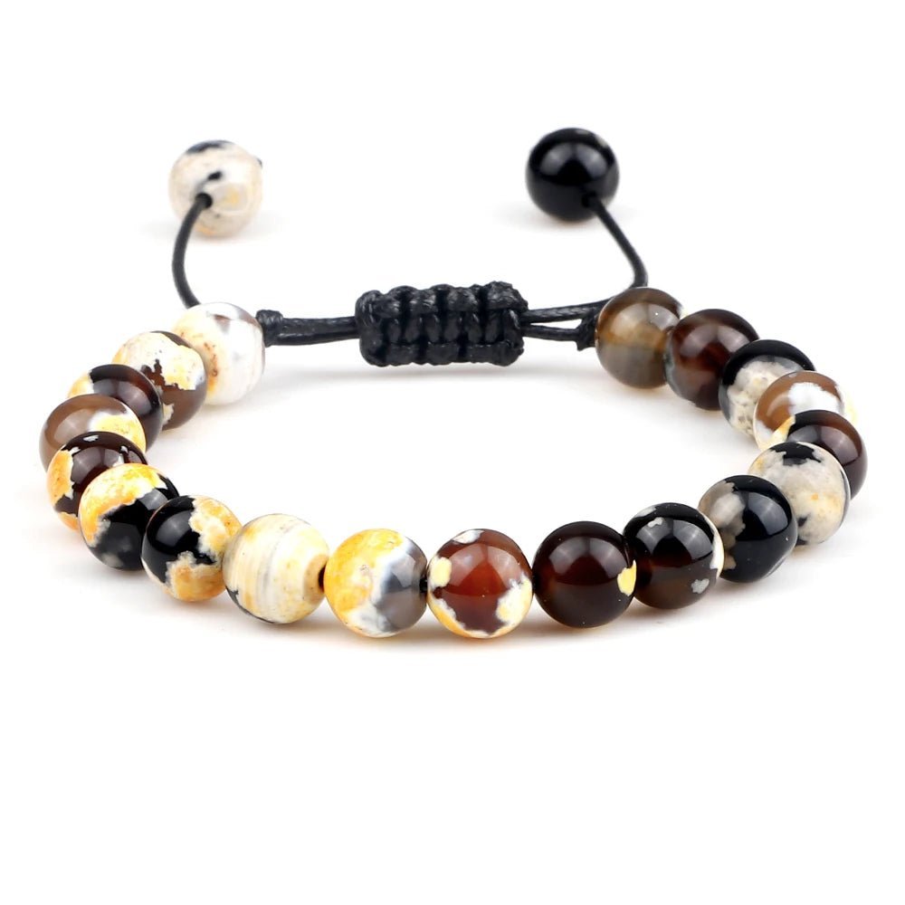 8mm Tiger Eye Stone Beads Bracelet Adjustable Braided Rope Bangles Natural Lava Rock Men Women Yoga Healing Balance Bracelets - Ladyglow