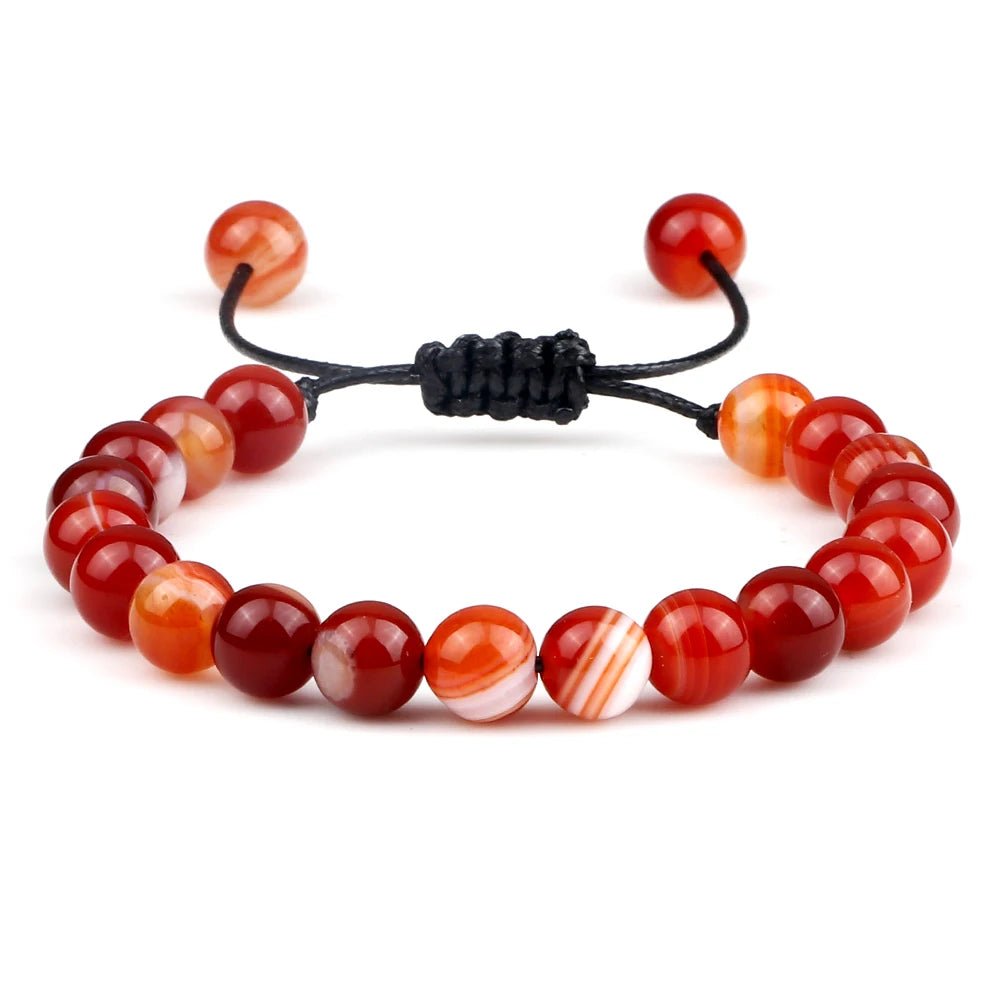 8mm Tiger Eye Stone Beads Bracelet Adjustable Braided Rope Bangles Natural Lava Rock Men Women Yoga Healing Balance Bracelets - Ladyglow