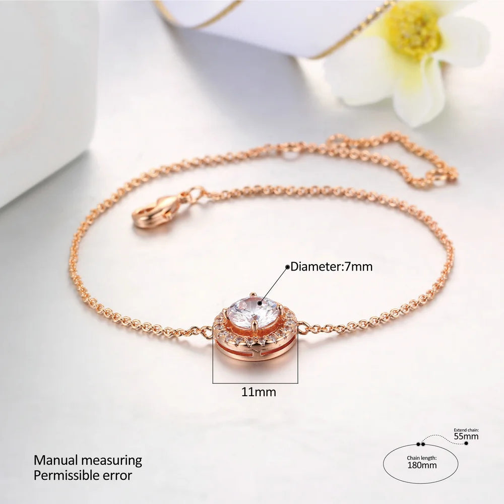 ZHOUYANG Bracelet For Women Round Cut Micro Mosaic Cubic Zirconia Rose Gold Color & Silver Color Jewelry ZYH165 ZYH101 - Ladyglow