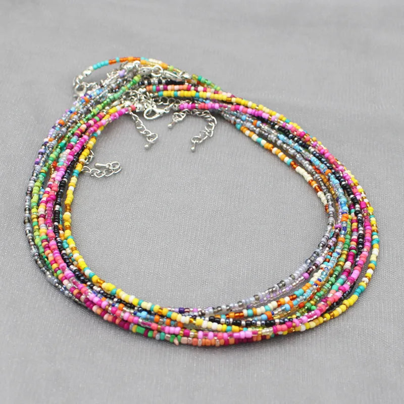 Simple Seed Beads Strand Choker Necklace Women String  Collar Charm Colorful Handmade Bohemia Collier Femme Jewelry Gift - Ladyglow