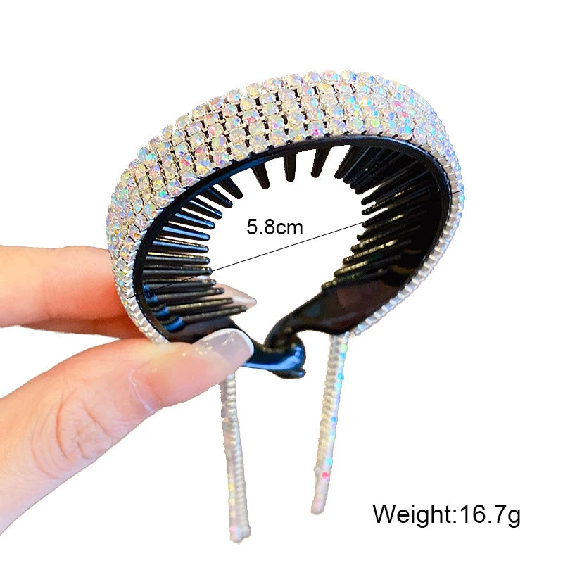 Women Elegant Luxury Rhinestone Tassel Ponytail Hair Claws Hair Clips Barrettes Hairpin Headband Fashion Hair Accessories - Ladyglow