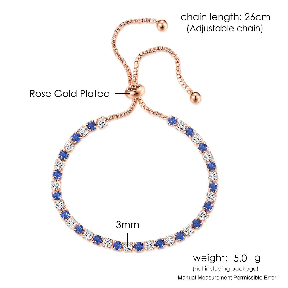 ZHOUYANG Tennis Bracelets For Women Simple Blue Round Zircon Rose Gold Color Girls Bracelet Jewerlly Fashion Korean Jewerly H055 - Ladyglow