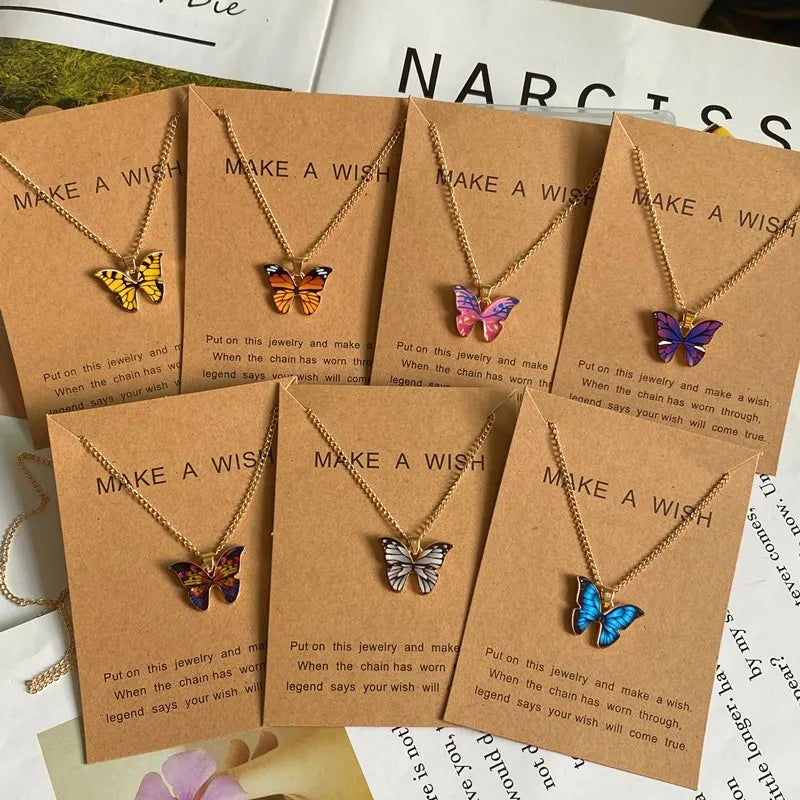 Fashion Women Necklace Korea Style New Butterfly Pendant Necklace Gift For Girl  Cute Lovely Neck Jewelry Wholesale Dropshipping - Ladyglow