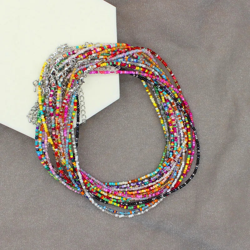 Simple Seed Beads Strand Choker Necklace Women String  Collar Charm Colorful Handmade Bohemia Collier Femme Jewelry Gift - Ladyglow