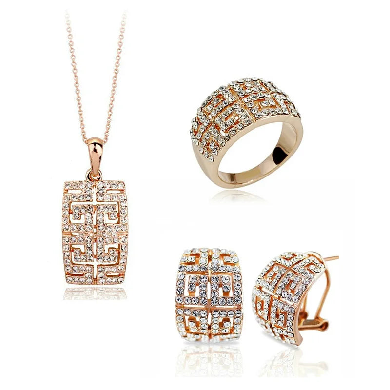 New Design gold-color Austria Crystal Jewelry Set For Women