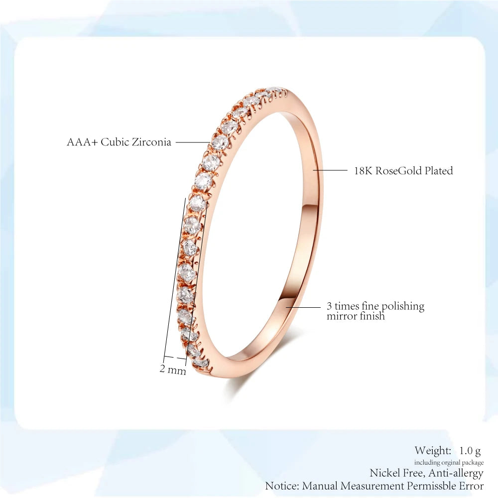 Dainty Wedding Ring For Women Man Concise Classical Multicolor Mini Zircon Rose Gold Color Fashion Jewelry R132 R133 ZHOUYANG - Ladyglow