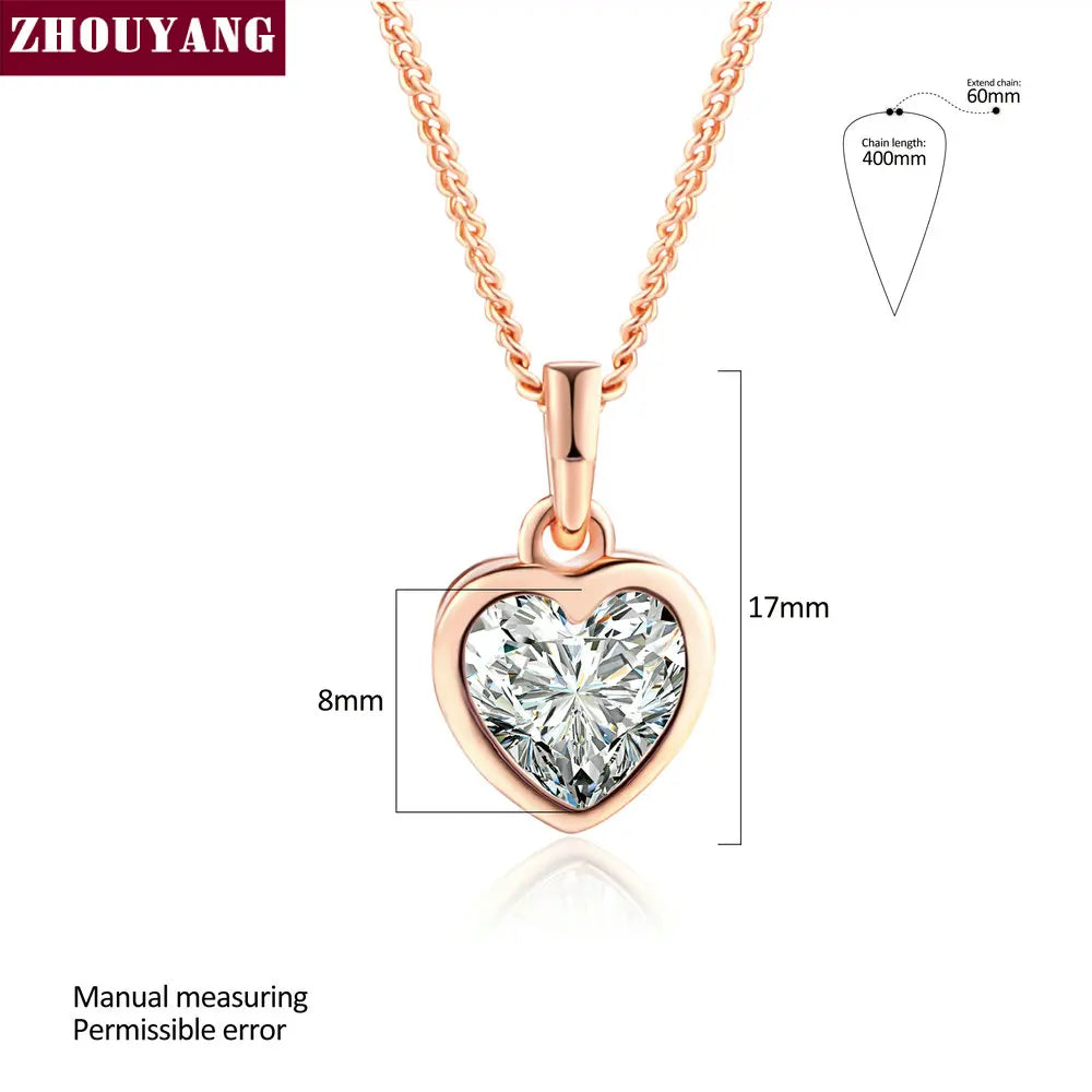 Top Quality Heart Crystal Rose Gold Color Pendant Jewelry Made with Austria Crystal ZYN129 ZYN130