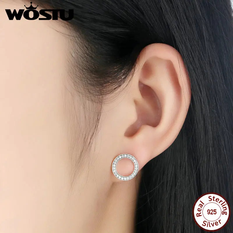 925 Sterling Silver Lucky Forever Circular Stud Earrings For Women Authentic Original