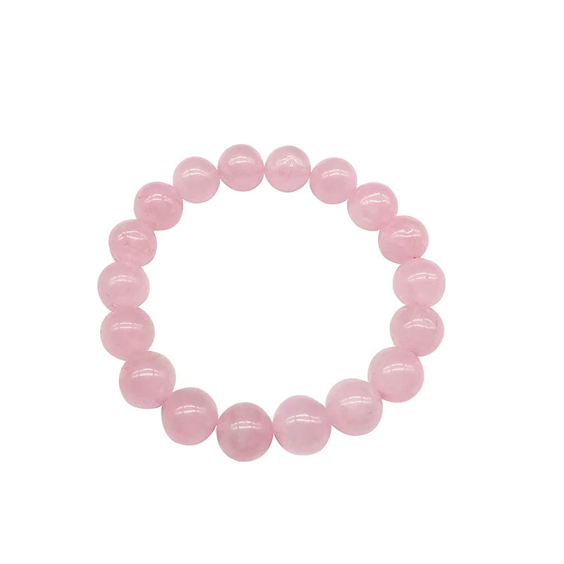 Wholesale Pink Rose Powder crystal Quartz Natural Stone Streche Bracelet Elastic Cord Pulserase Jewelry Beads Lovers woman Gift - Ladyglow