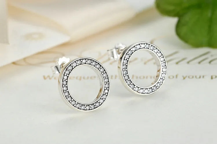 925 Sterling Silver Lucky Forever Circular Stud Earrings For Women Authentic Original