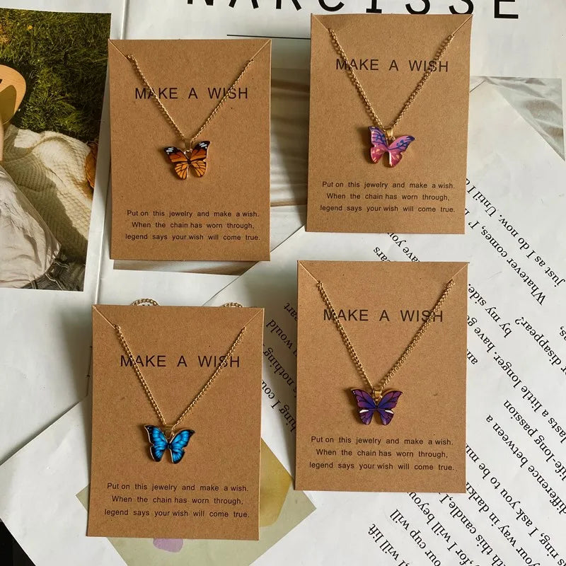 Fashion Women Necklace Korea Style New Butterfly Pendant Necklace Gift For Girl  Cute Lovely Neck Jewelry Wholesale Dropshipping - Ladyglow