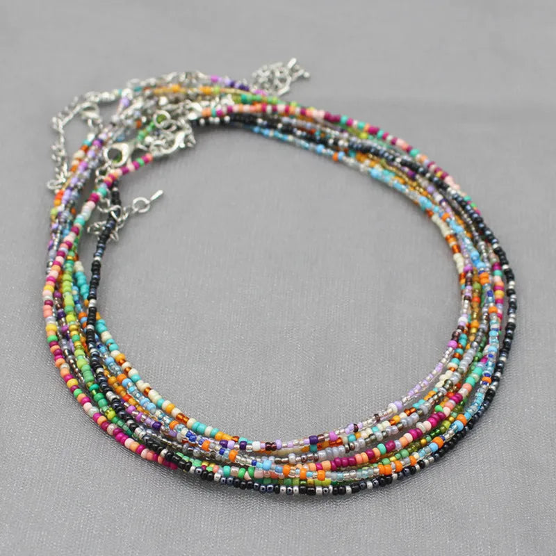 Simple Seed Beads Strand Choker Necklace Women String  Collar Charm Colorful Handmade Bohemia Collier Femme Jewelry Gift - Ladyglow