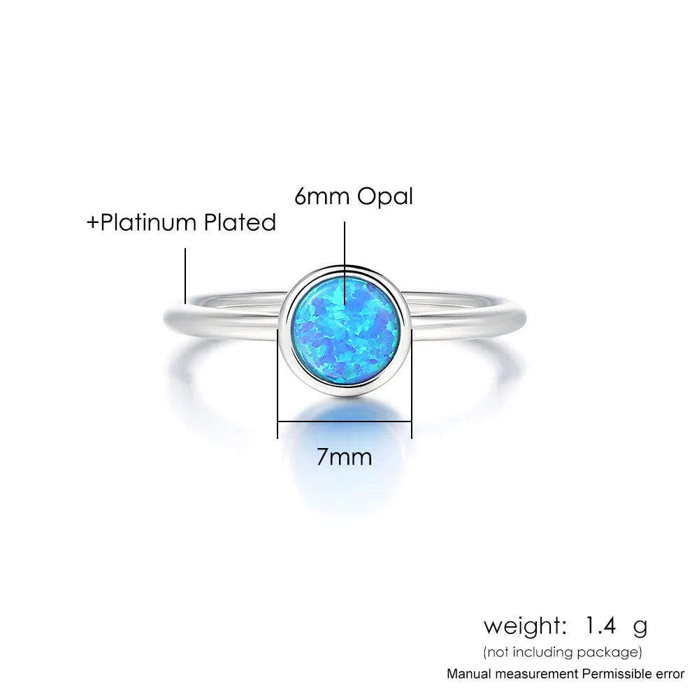 ZHOUYANG Opal Stone Rings For Women Simple Classic Round White Gold Color Party Birthday Gift For Girls Fashion Jeweley DZR032 - Ladyglow