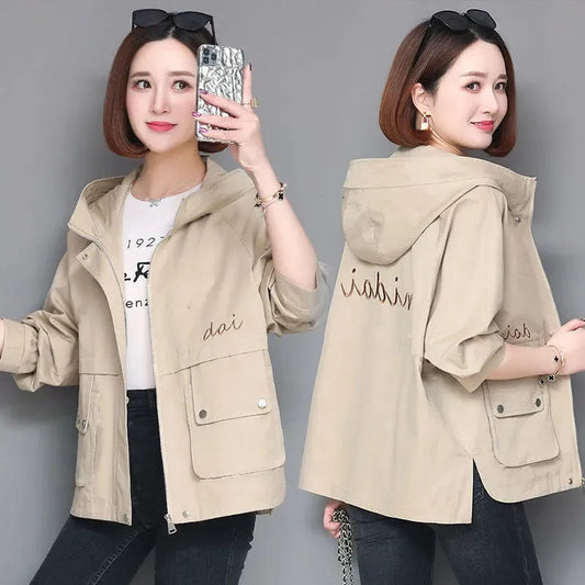 Autumn Women Jacket Hooded Windbreaker Long Sleeve - Ladyglow