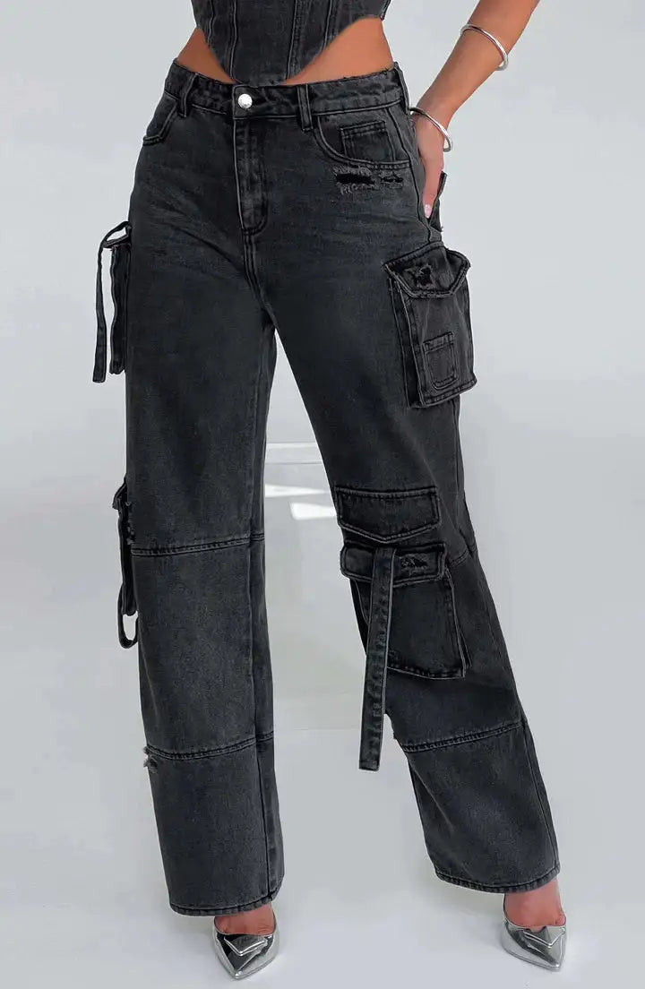 Cargo Denim Jeans Women Fashion