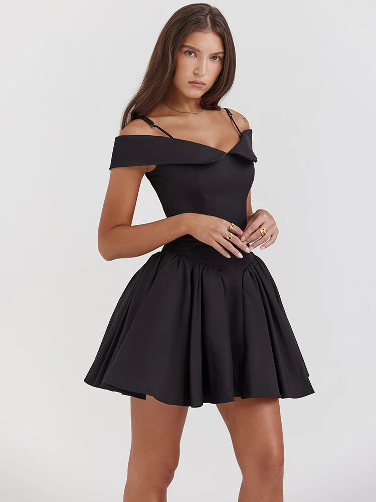 Off-shoulder Spaghetti Strap Mini Dress For Women Fashion