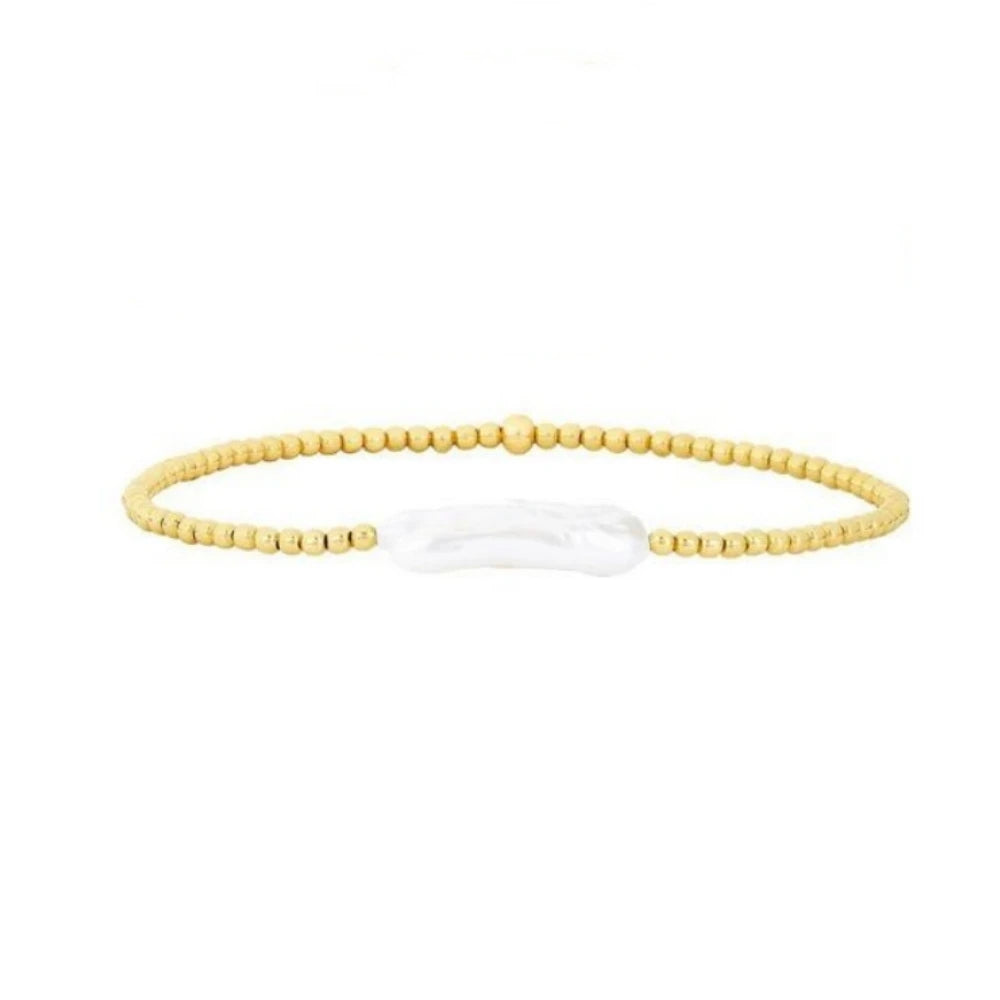 Natural Pearl Bracelet Set Luxury Jewelry Gift 18 K Gold Plated Beads Bracelets for Women Gold Jewelry