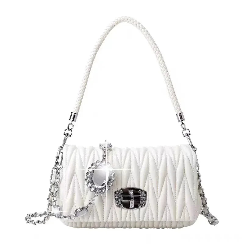 Luxury Purses And Handbags Rhinestone Chain Flap Crossbody Small Square Bag