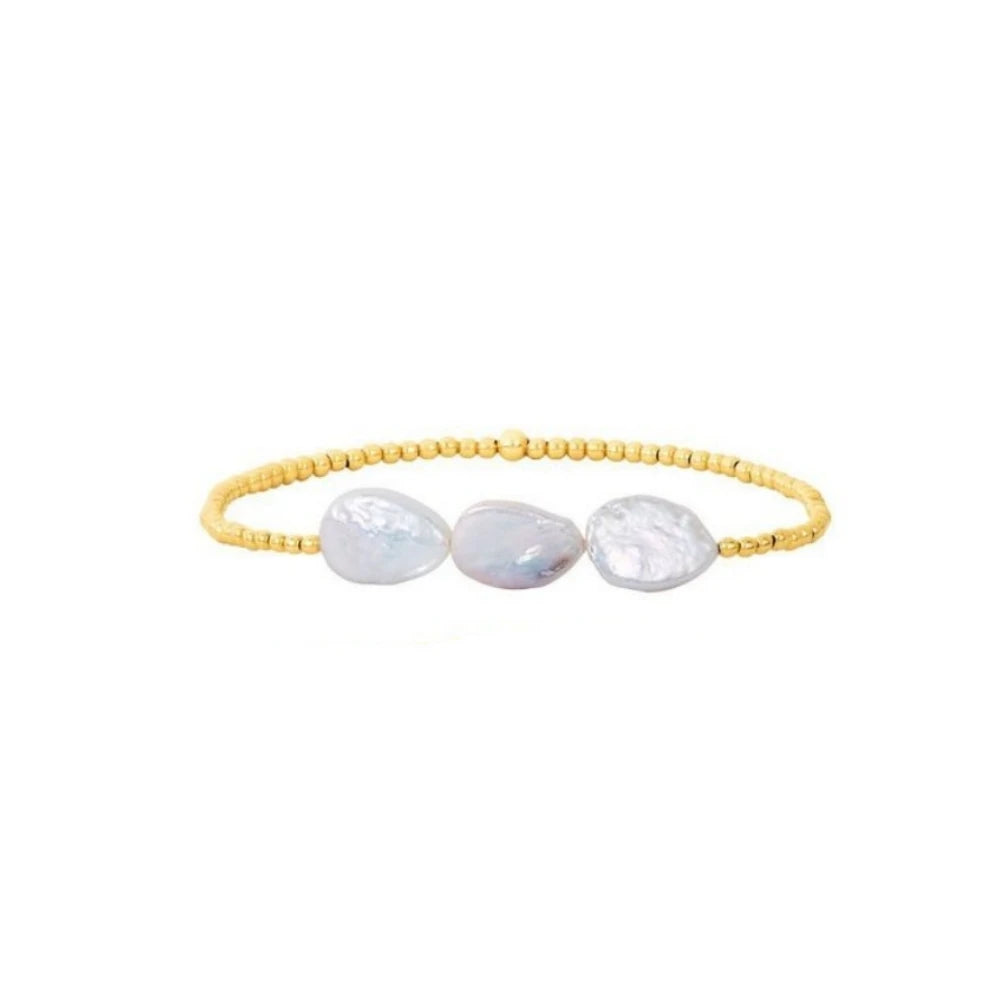 Natural Pearl Bracelet Set Luxury Jewelry Gift 18 K Gold Plated Beads Bracelets for Women Gold Jewelry