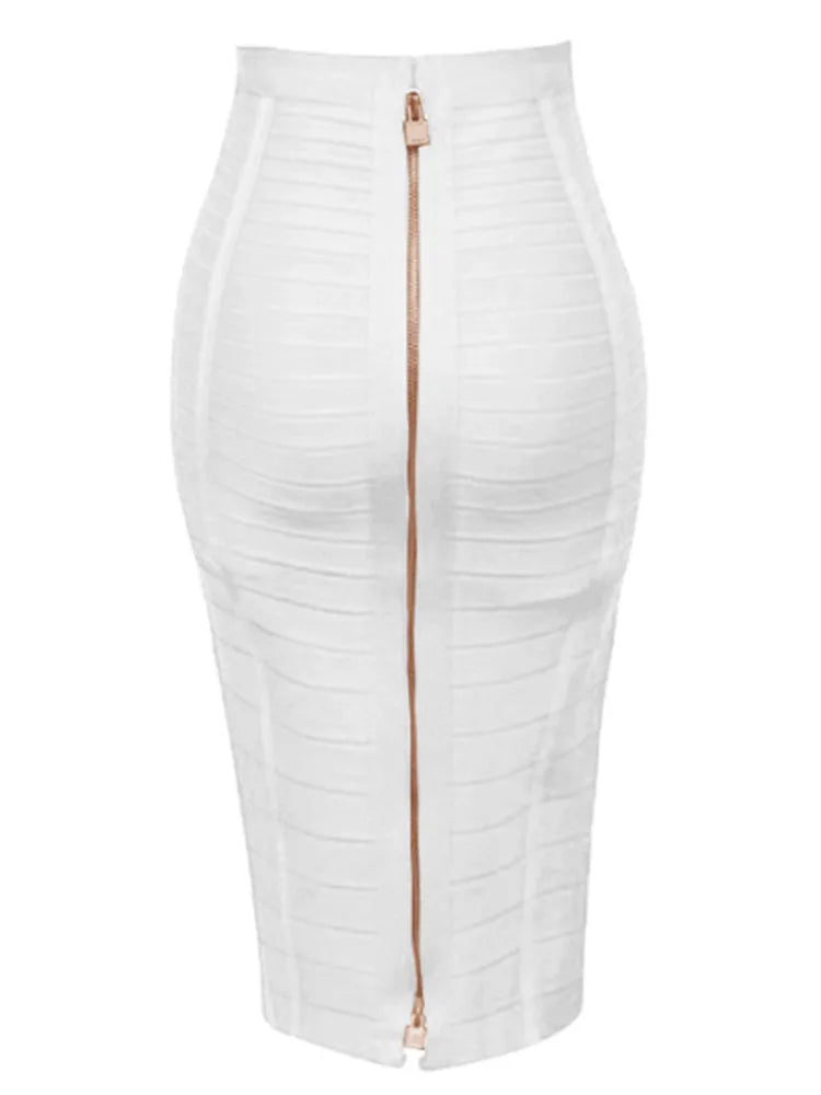 Zipper Bandage Skirt Women Elastic Bodycon Pencil Skirts