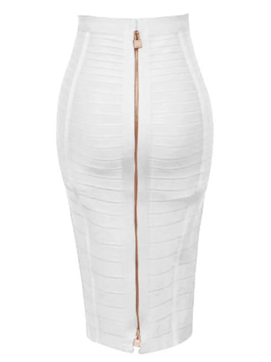 Zipper Bandage Skirt Women Elastic Bodycon Pencil Skirts