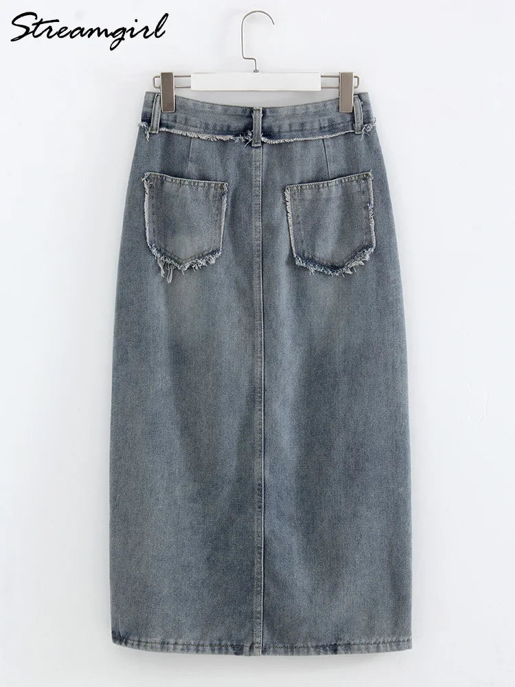 Irregular Split Denim Skirt - Ladyglow