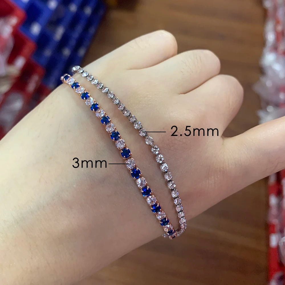 ZHOUYANG Tennis Bracelets For Women Simple Blue Round Zircon Rose Gold Color Girls Bracelet Jewerlly Fashion Korean Jewerly H055 - Ladyglow