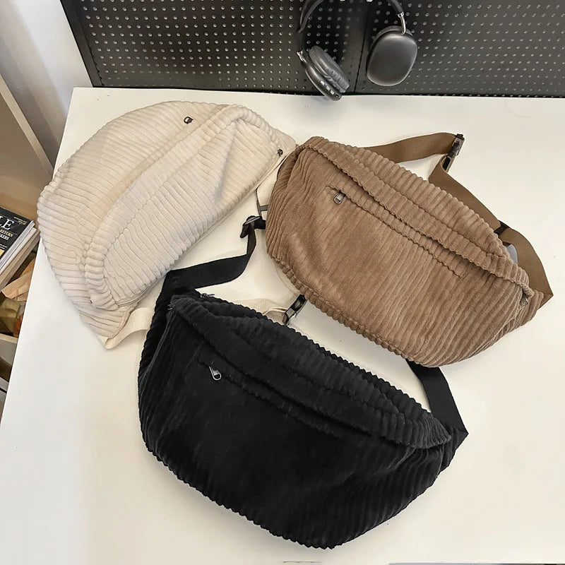 Large Corduroy Capacity Waist Bag - Ladyglow