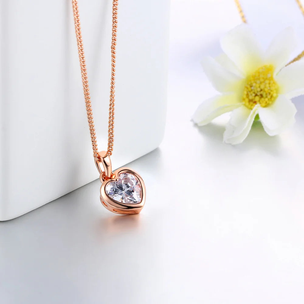 Top Quality Heart Crystal Rose Gold Color Pendant Jewelry Made with Austria Crystal ZYN129 ZYN130