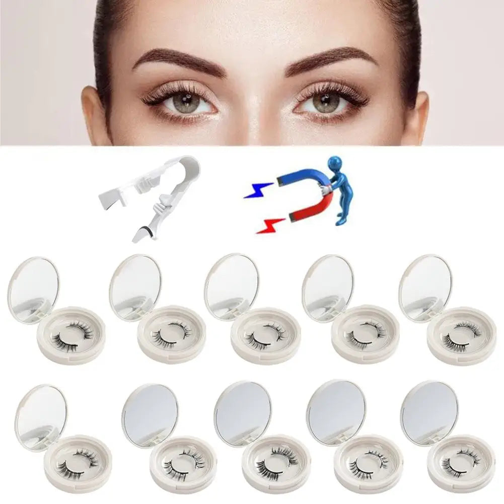 3D Natural Magnetic Eyelashes With 4 Magnetic Lashes Reusable Magnetic False Eyelashes Portable Cosmetic Tool - Ladyglow