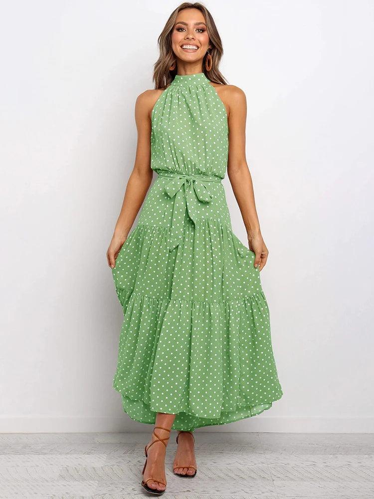 Summer Long Polka Dot Dress - Ladyglow