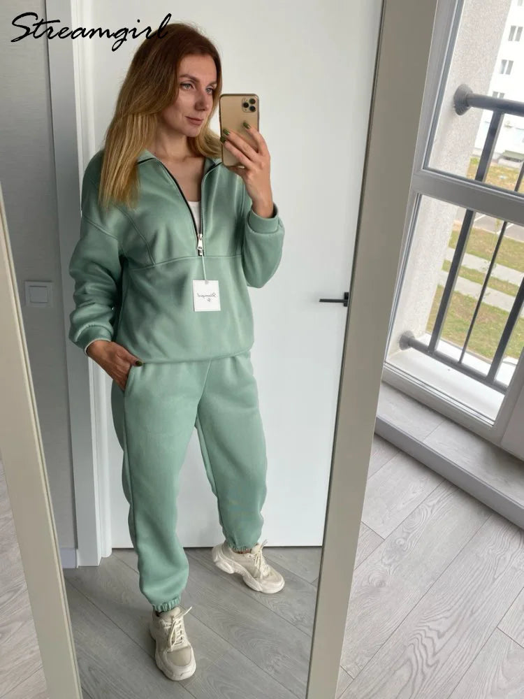 Thick Warm Women Tracksuit 2 Pieces - Ladyglow