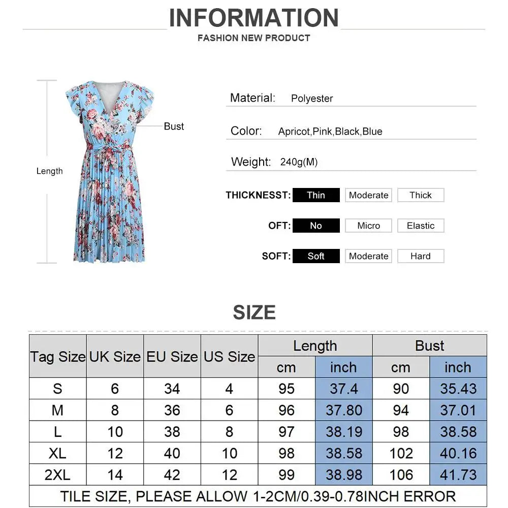 Floral Women Dress Summer Short Sleeve