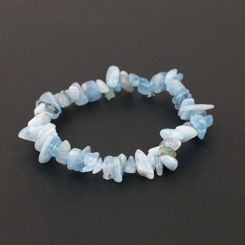 Natural Crystal Gemstone Irregular Energy Stone Bracelet Beads Chips Jewelry Amethys Aquamarine Rose Quartz Bracelets for Women - Ladyglow