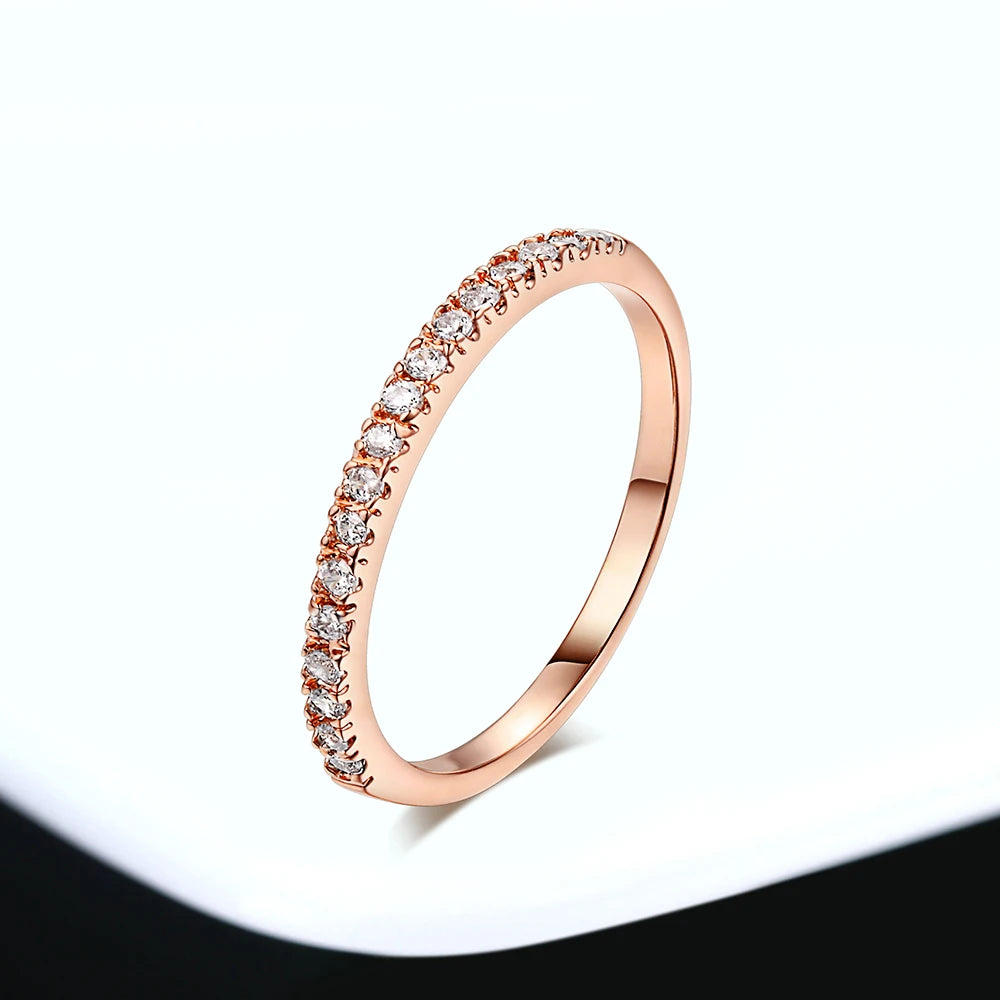 Dainty Wedding Ring For Women Man Concise Classical Multicolor Mini Zircon Rose Gold Color Fashion Jewelry R132 R133 ZHOUYANG - Ladyglow