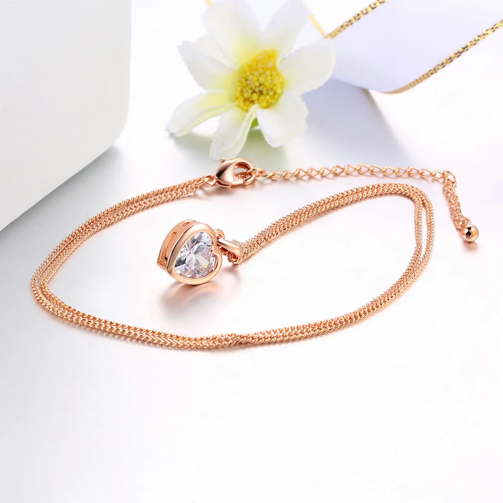 Top Quality Heart Crystal Rose Gold Color Pendant Jewelry Made with Austria Crystal ZYN129 ZYN130