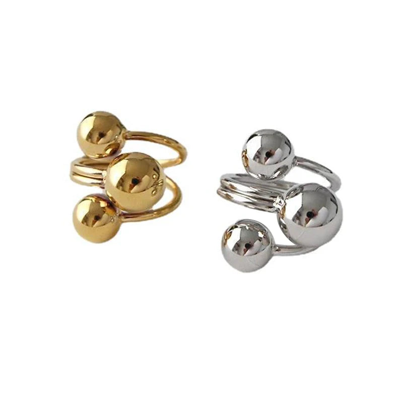 Metal Ball Rings For Women Copper Adjustable Ring Punk Fashion New Styles Trendy Jewelry