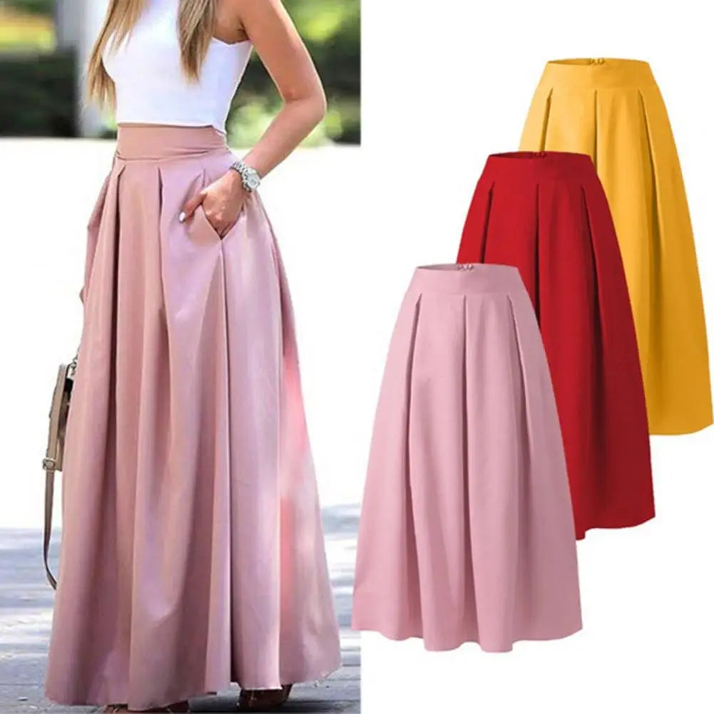 Women Skirt Breathable Skirt Ankle Length Dress-up Long Spring Skirt