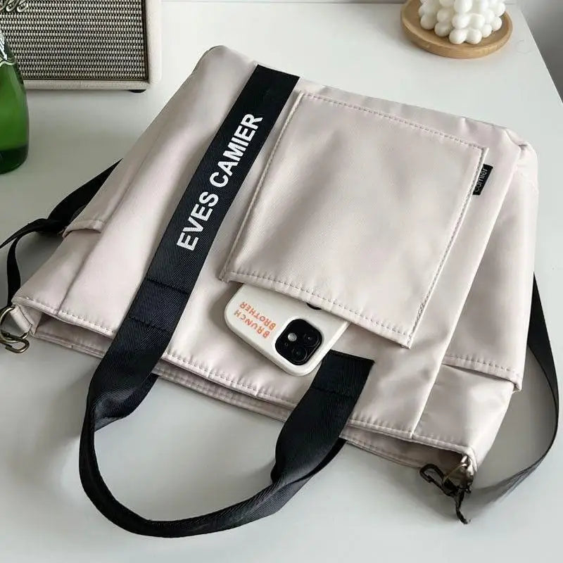 Casual Tote Large Capacity Shoulder Bag Nylon Waterproof Canvas Handbag Simple Fashion Messenger Bags