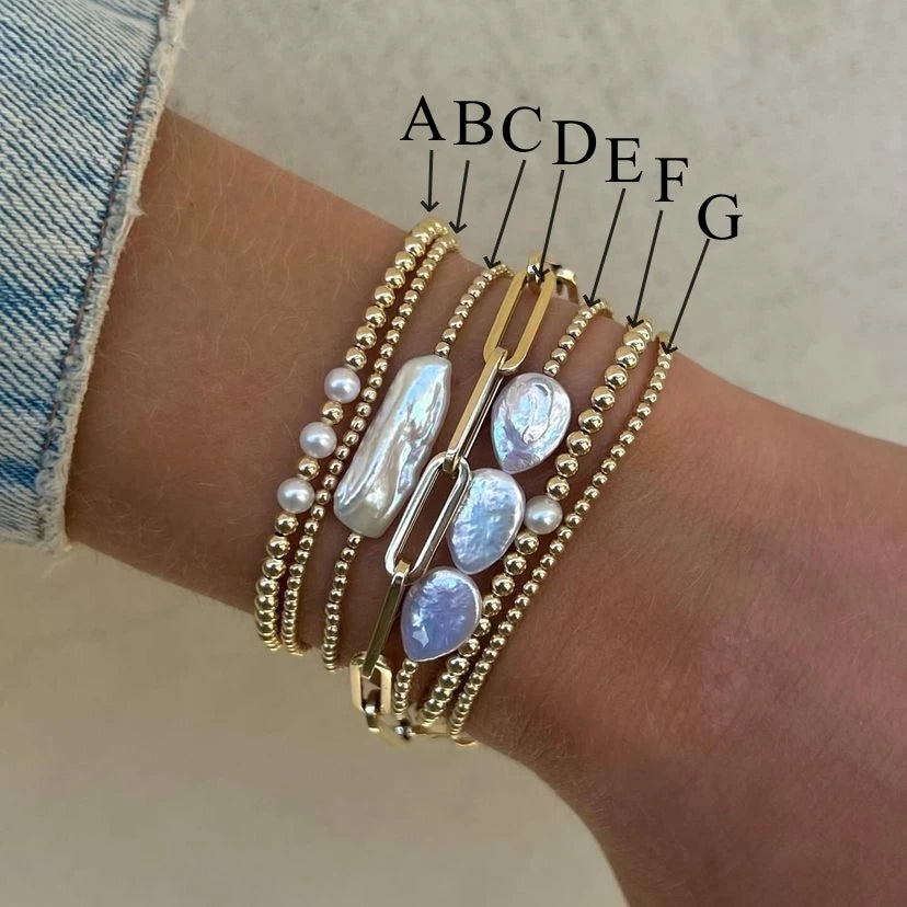 Natural Pearl Bracelet Set Luxury Jewelry Gift 18 K Gold Plated Beads Bracelets for Women Gold Jewelry