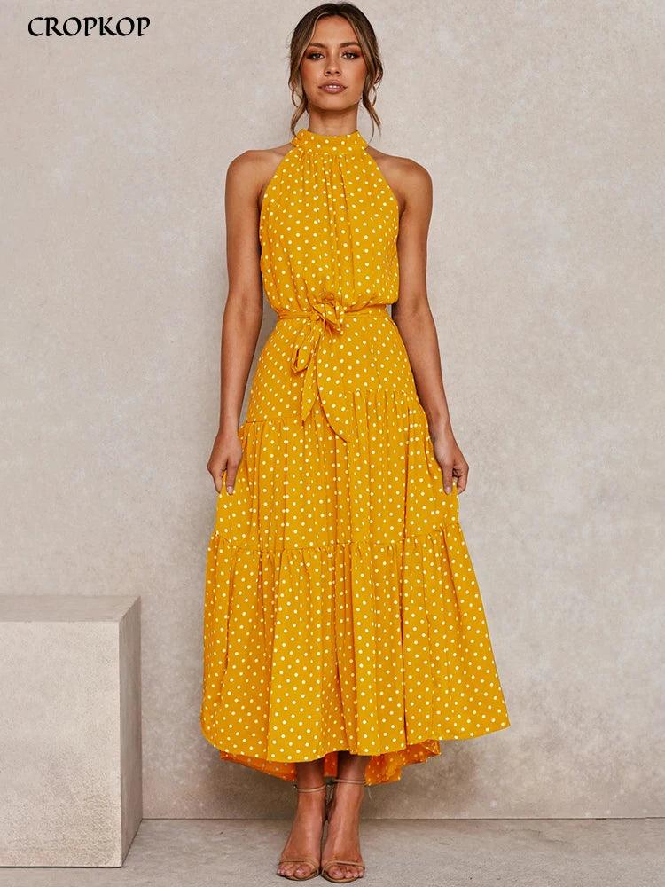 Summer Long Polka Dot Dress - Ladyglow