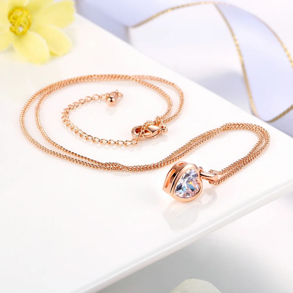 Top Quality Heart Crystal Rose Gold Color Pendant Jewelry Made with Austria Crystal ZYN129 ZYN130