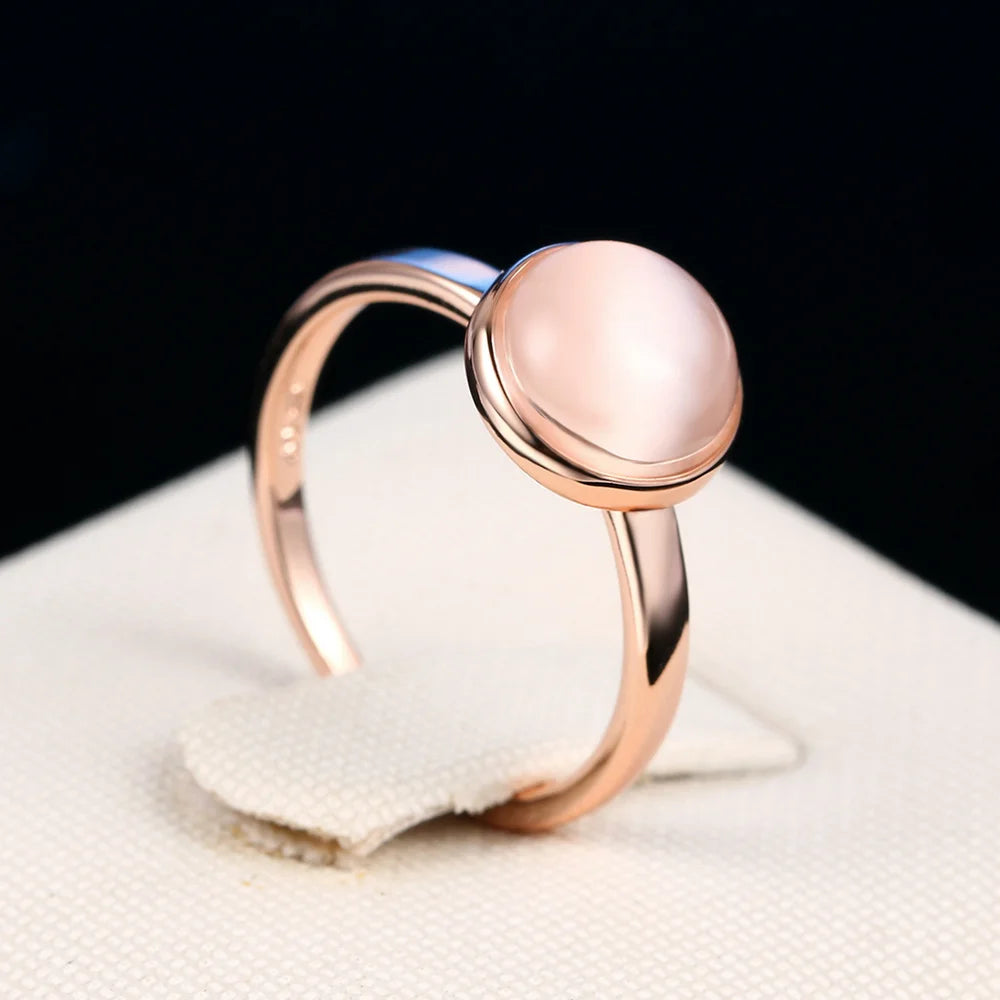 ZHOUYANG Ring For Women Lady Style Concise Semi precious Stone Cat's Eye Stone Rose Gold Color Fashion Jewelry Gift ZYR153 - Ladyglow