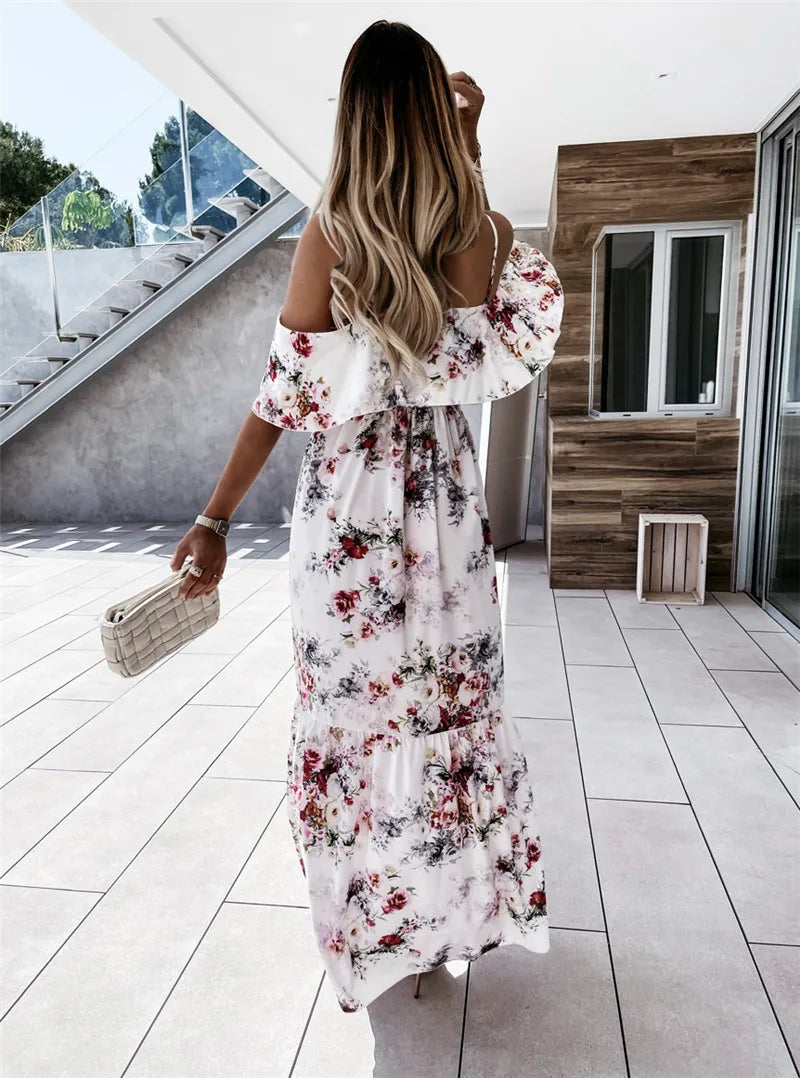 Summer Fashion Women Floral Dress Off Shoulder