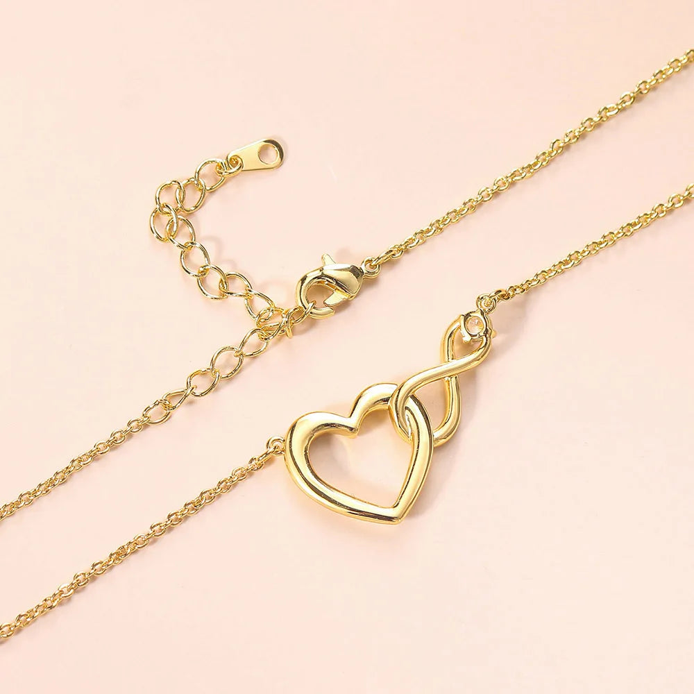 Heart Jewelry Sets for Women Crystal Infinite Love Aesthetic Korean Fashion Gold Color Chain Bracelet Wedding Accessories S564 - Ladyglow